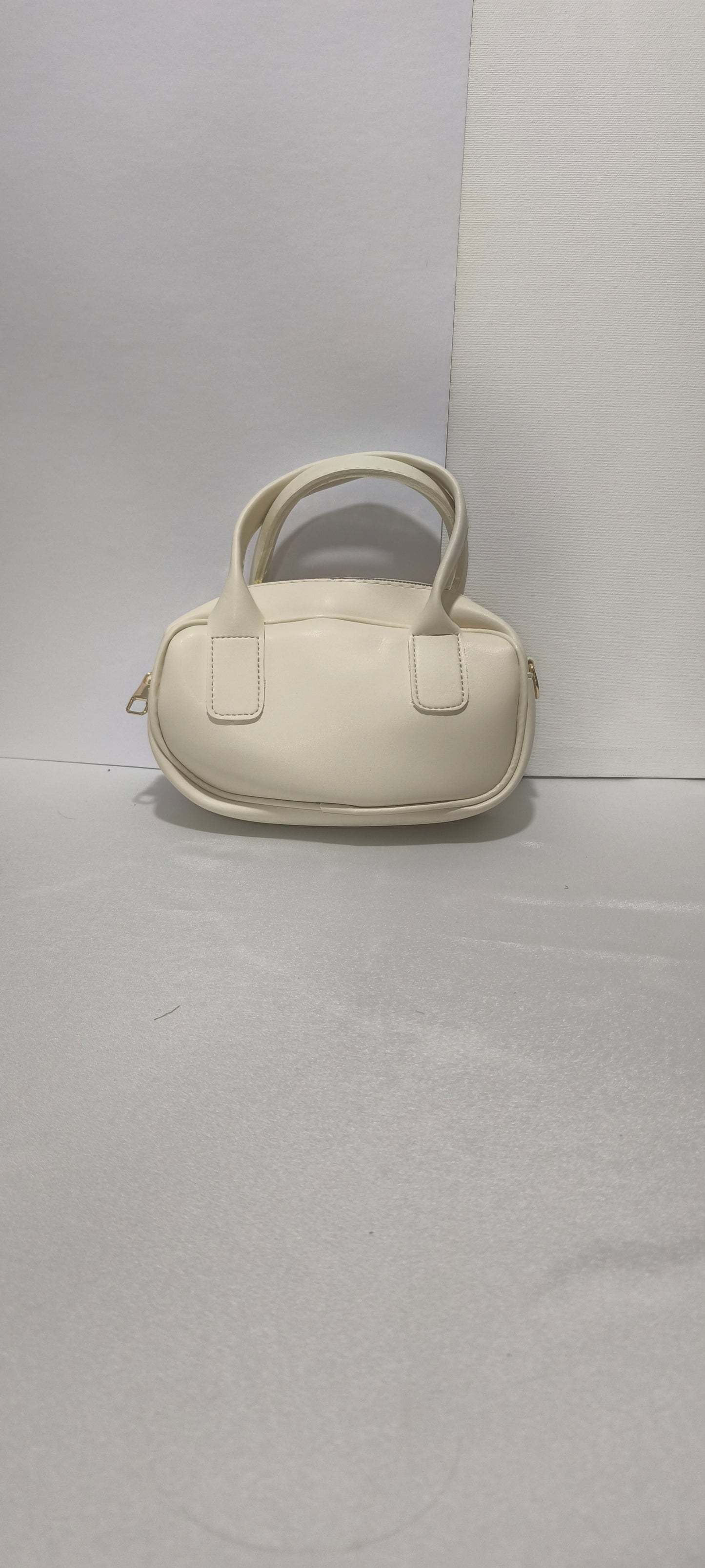 Krem Renk Mini Kadın Kol / El / Omuz Çantası - Altın Tokalı Şık Tasarım