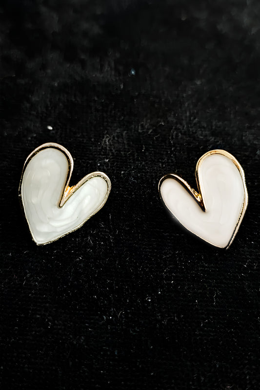 Paslanmaz Çelik Kalp Şekilli Küpe Seti - Beyaz ve Mor Minimalist Tasarım