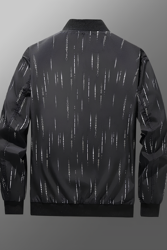 Erkek Siyah Fermuarlı Stand Yaka Yumuşak Kabuklu Ceket – Gündelik Polyester Dış Giyim