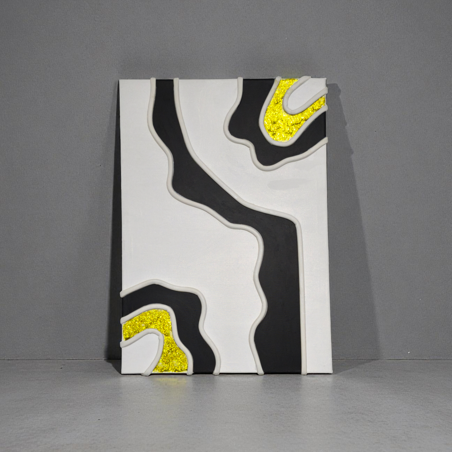 Akışkan Siyah & Neon Sarı Uyumu Tablo