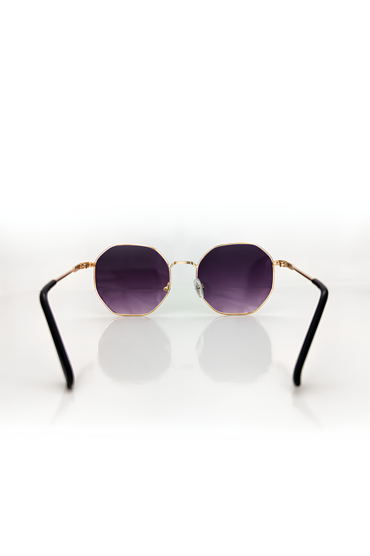 Mor Renk Güneş Gözlüğü, Metal Altın Renk Çerçeveli