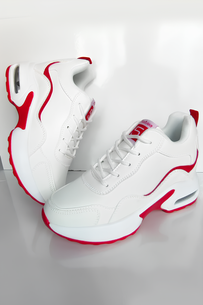 Unisex Beyaz Kırmızı Spor Ayakkabı – Konforlu ve Şık