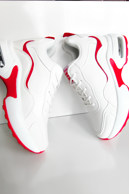 Unisex Beyaz Kırmızı Spor Ayakkabı – Konforlu ve Şık