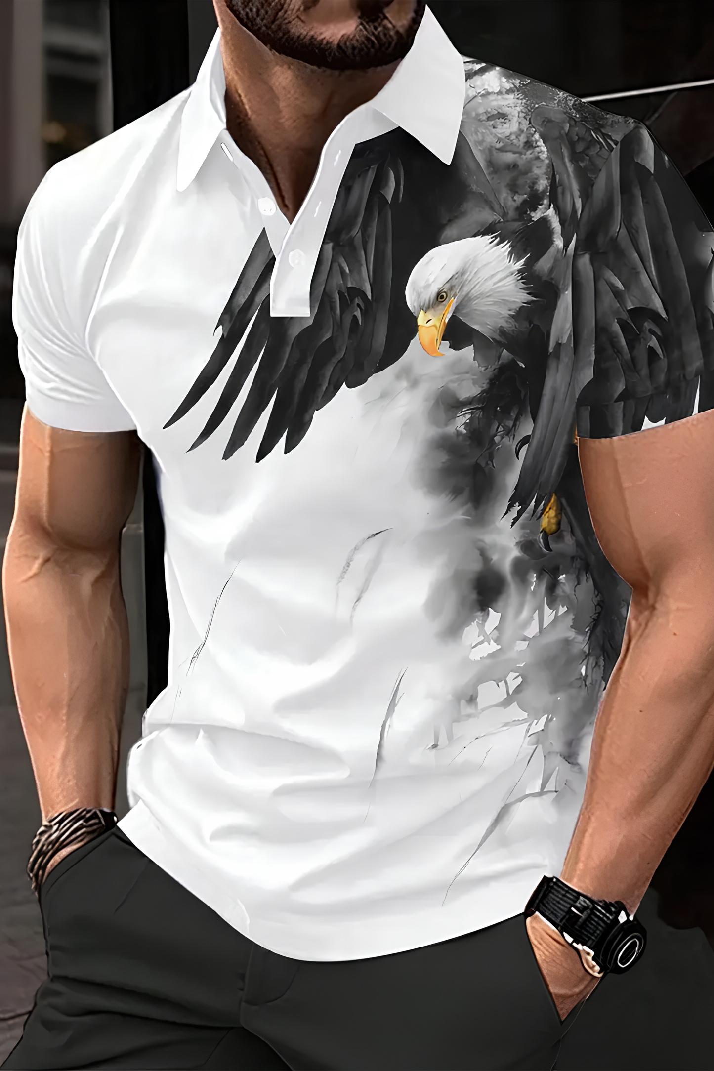 Erkek Kısa Kollu Kara Kartal Tshirt