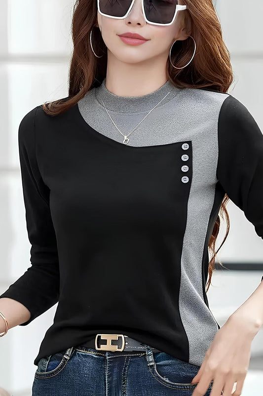 Kadın Esnek Örme T-shirt – Gündelik, Ev ve Dış Mekan Kullanımı İçin Stand Yaka Tasarım