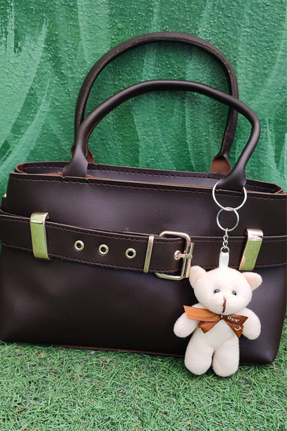 Peluş Ayıcık Charmlı Kadın Omuz Çantası – Siyah Renk & Peluş Ayıcık Detaylı Kadın Çantaqq