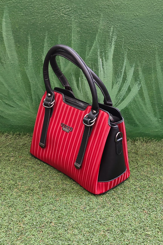 Kadın El / Omuz Çantası - Kırmızı Siyah Şık Tasarım, Fermuarlı, Geniş İç Hacimli Günlük Çanta