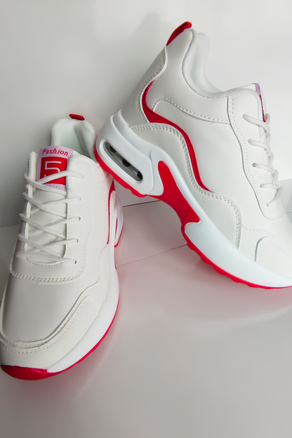 Unisex Beyaz Kırmızı Spor Ayakkabı – Konforlu ve Şık