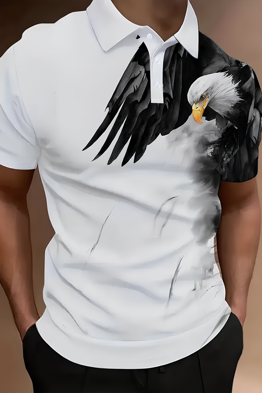 Erkek Beyaz Kartal Baskılı Spor Tişört – Şık, Rahat ve Modern Tasarım