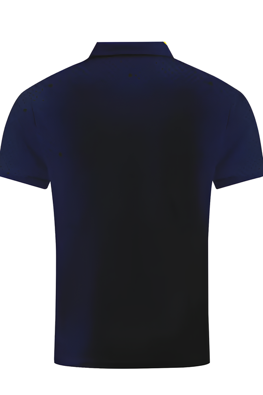 Erkek Spor Polo Yaka Tişört – Lacivert Üzerine Sarı Şeritli Model