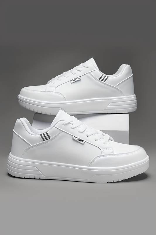 Erkek Beyaz Kalın Taban Spor Ayakkabı - Günlük Rahat Sneaker Modeli