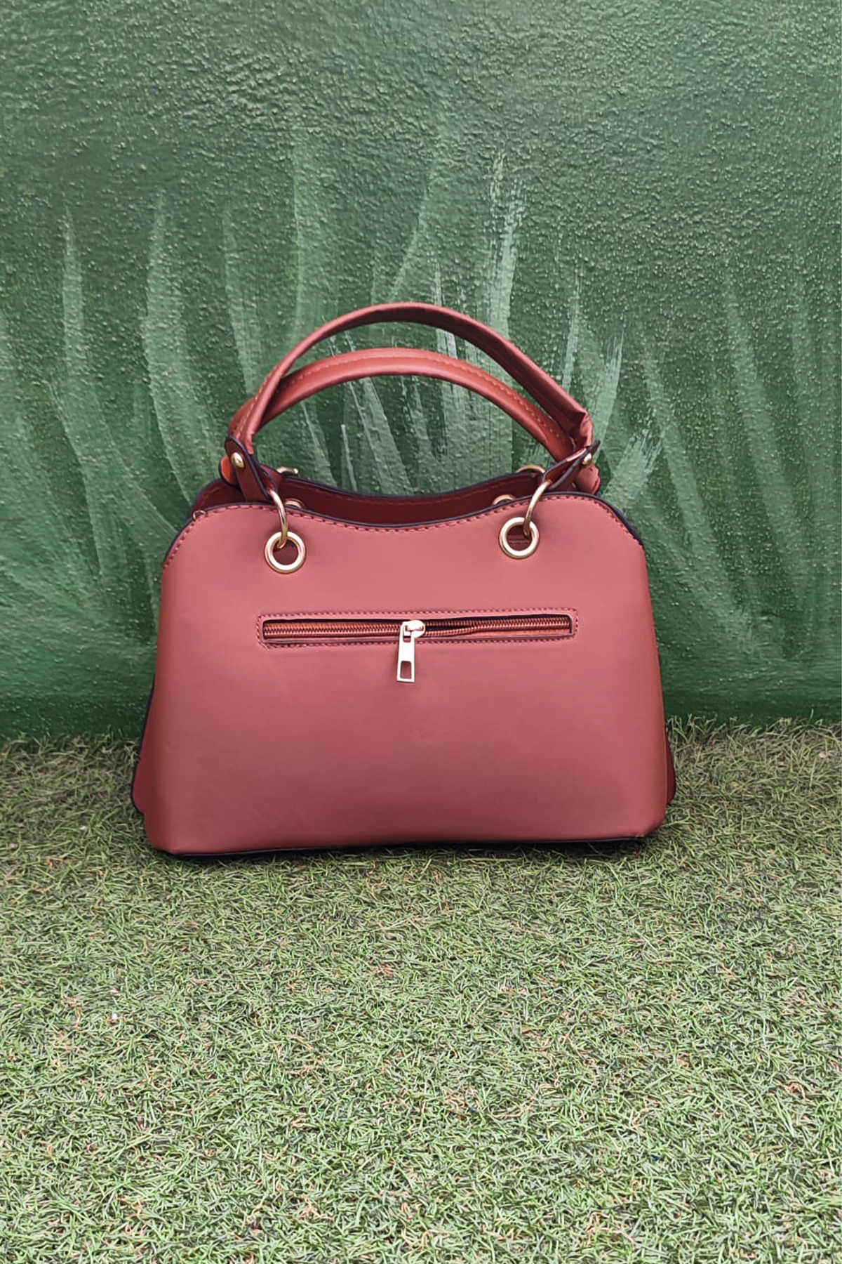 Zigzag Desenli Kadın El ve Omuz Çantası - Taba Renk Şık Model