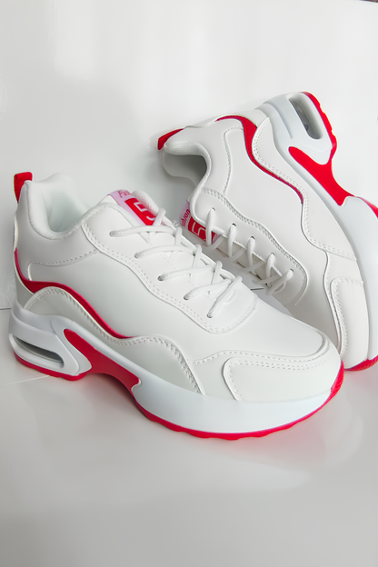 Unisex Beyaz Kırmızı Spor Ayakkabı – Konforlu ve Şık