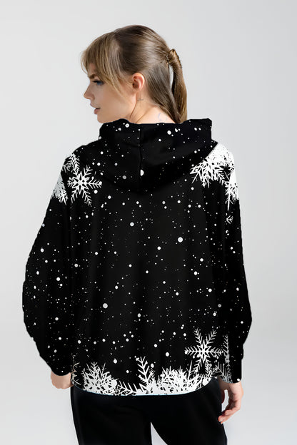 Kar Tanesi Desenli Kadın Hoodie/Sweatshirt