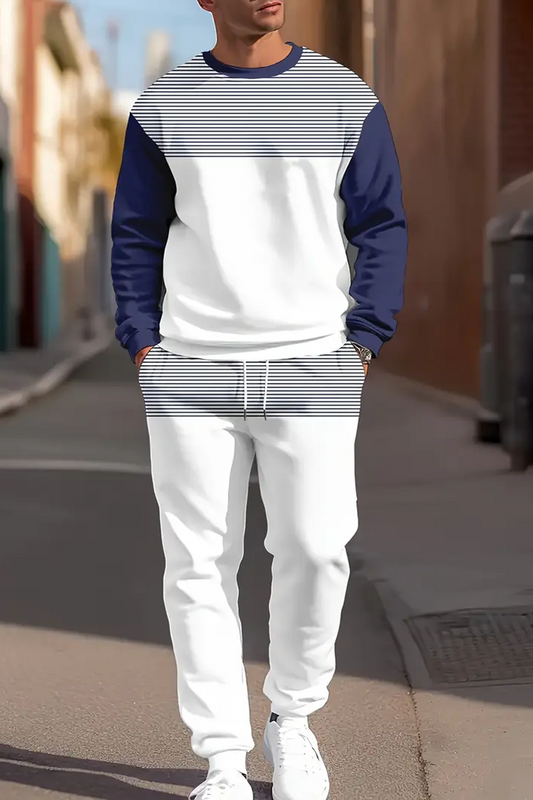 Premium Çizgili Polyester Spor Eşofman Takımı - Şık Tasarım, Hafif Esneme, Tüm Sezon Kullanım