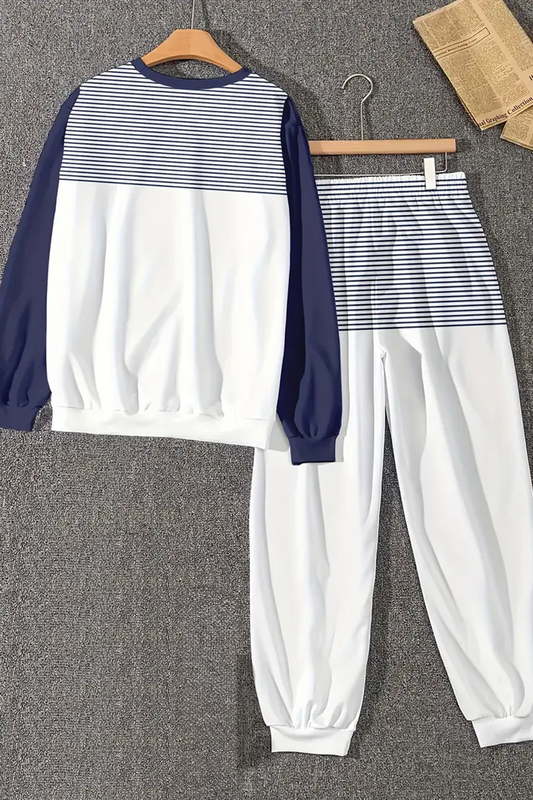 Premium Çizgili Polyester Spor Eşofman Takımı - Şık Tasarım, Hafif Esneme, Tüm Sezon Kullanım