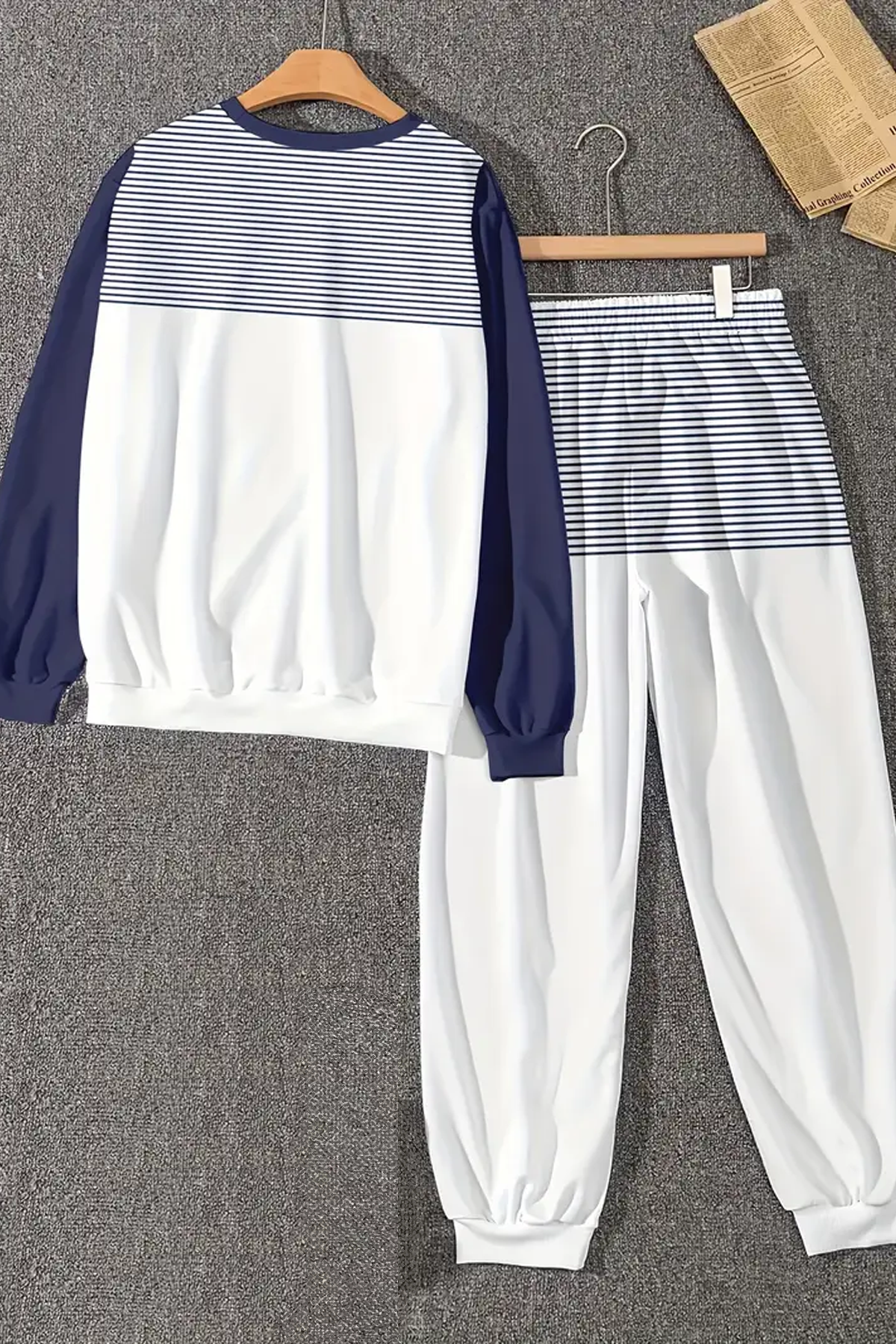 Premium Çizgili Polyester Spor Eşofman Takımı - Şık Tasarım, Hafif Esneme, Tüm Sezon Kullanım