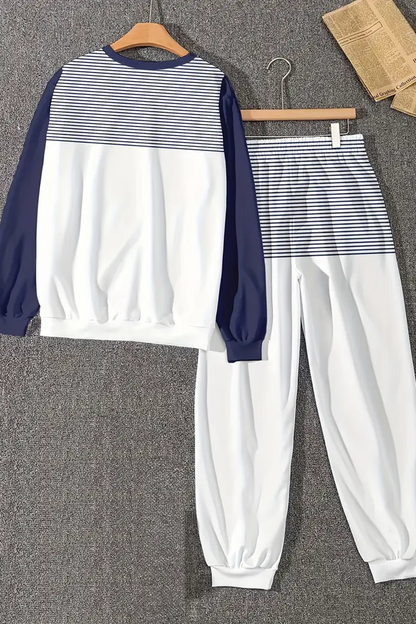 Premium Çizgili Polyester Spor Eşofman Takımı - Şık Tasarım, Hafif Esneme, Tüm Sezon Kullanım