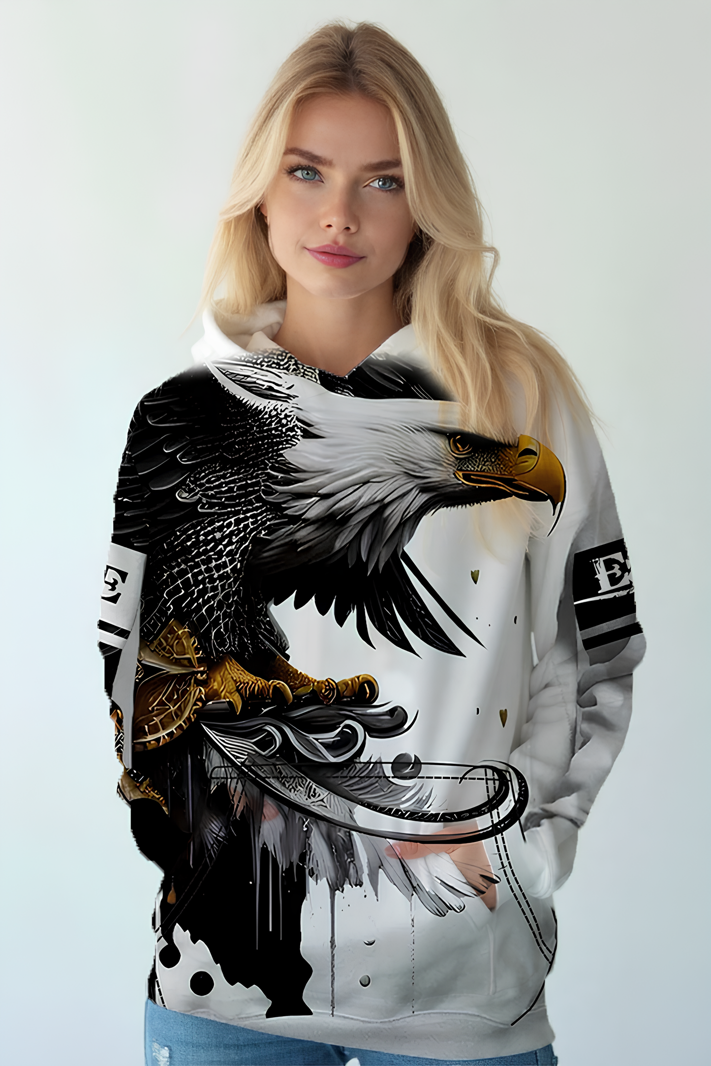 Kartal Desenli Unisex Hoodie