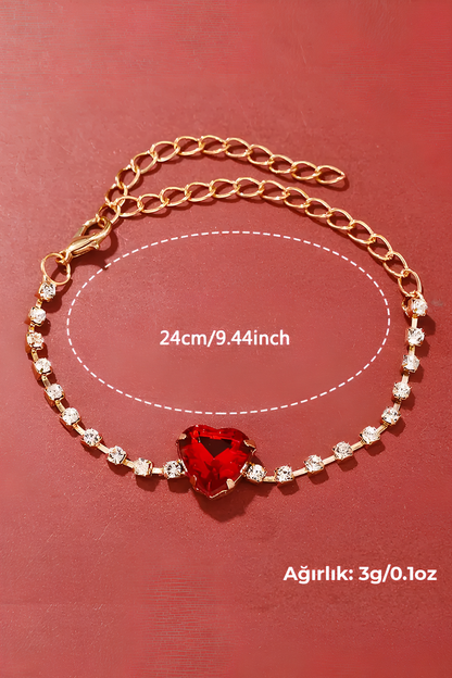 Kırmızı Renk Kadın Aksesuar Set, Seni Seviyorum Yazılı Set, Çelik Bileklik, Çelik Saat