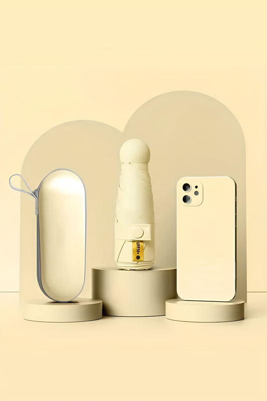 Katlanabilir Taşınabilir Şemsiye - 4 Renk Seçeneğiyle Minimalist Tasarım Siyah,Krem,Lacivert,Bordo