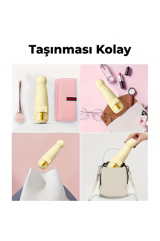 Katlanabilir Taşınabilir Şemsiye - 4 Renk Seçeneğiyle Minimalist Tasarım Siyah,Krem,Lacivert,Bordo