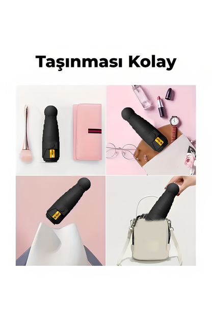 Katlanabilir Taşınabilir Şemsiye - 4 Renk Seçeneğiyle Minimalist Tasarım Siyah,Krem,Lacivert,Bordo