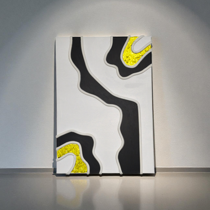 Akışkan Siyah & Neon Sarı Uyumu Tablo