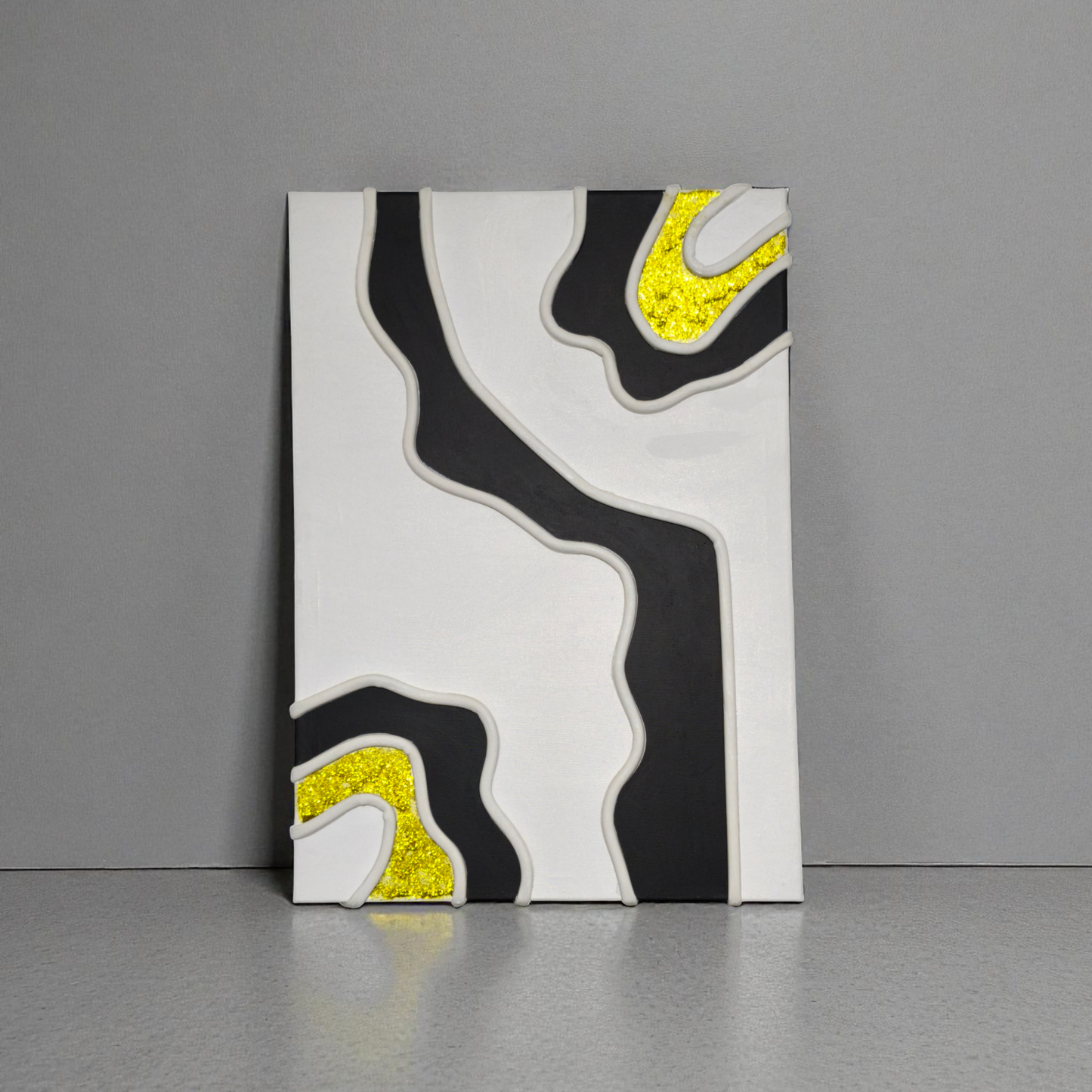 Akışkan Siyah & Neon Sarı Uyumu Tablo