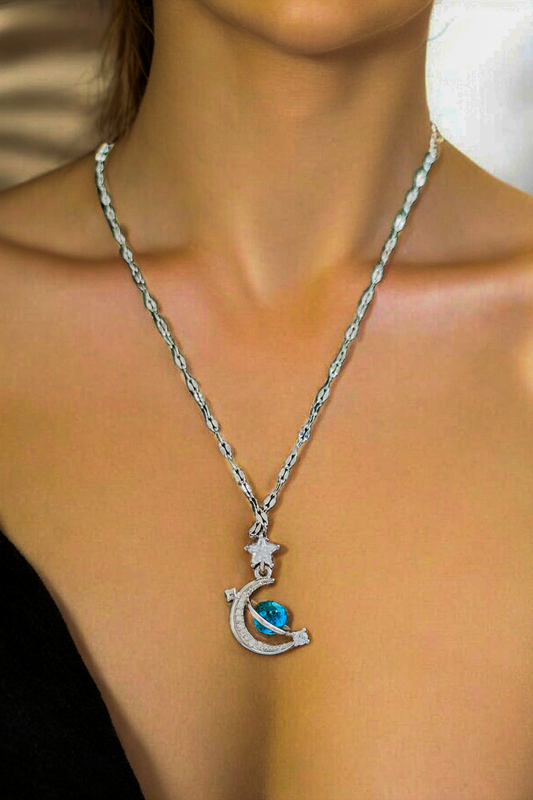Ay Işığı Gümüş Renk Kolye