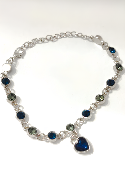 Mavi/Lacivert Renk Çelik Bileklik + Mavi/Lacivert Renk Çelik Küpe Set