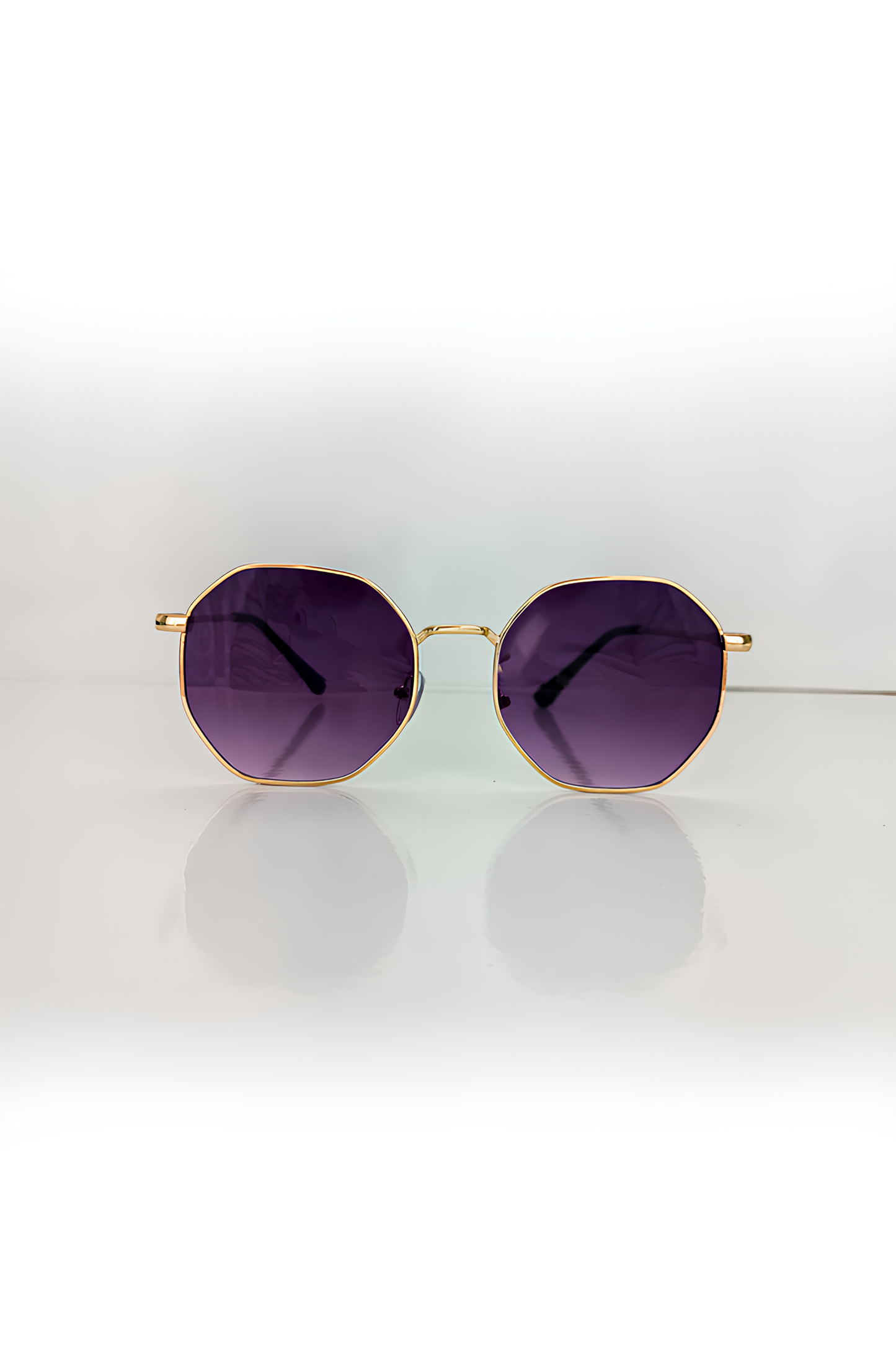 Mor Renk Güneş Gözlüğü, Metal Altın Renk Çerçeveli
