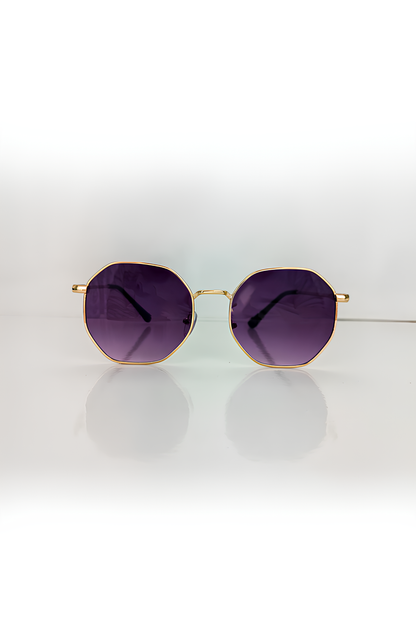 Mor Renk Güneş Gözlüğü, Metal Altın Renk Çerçeveli