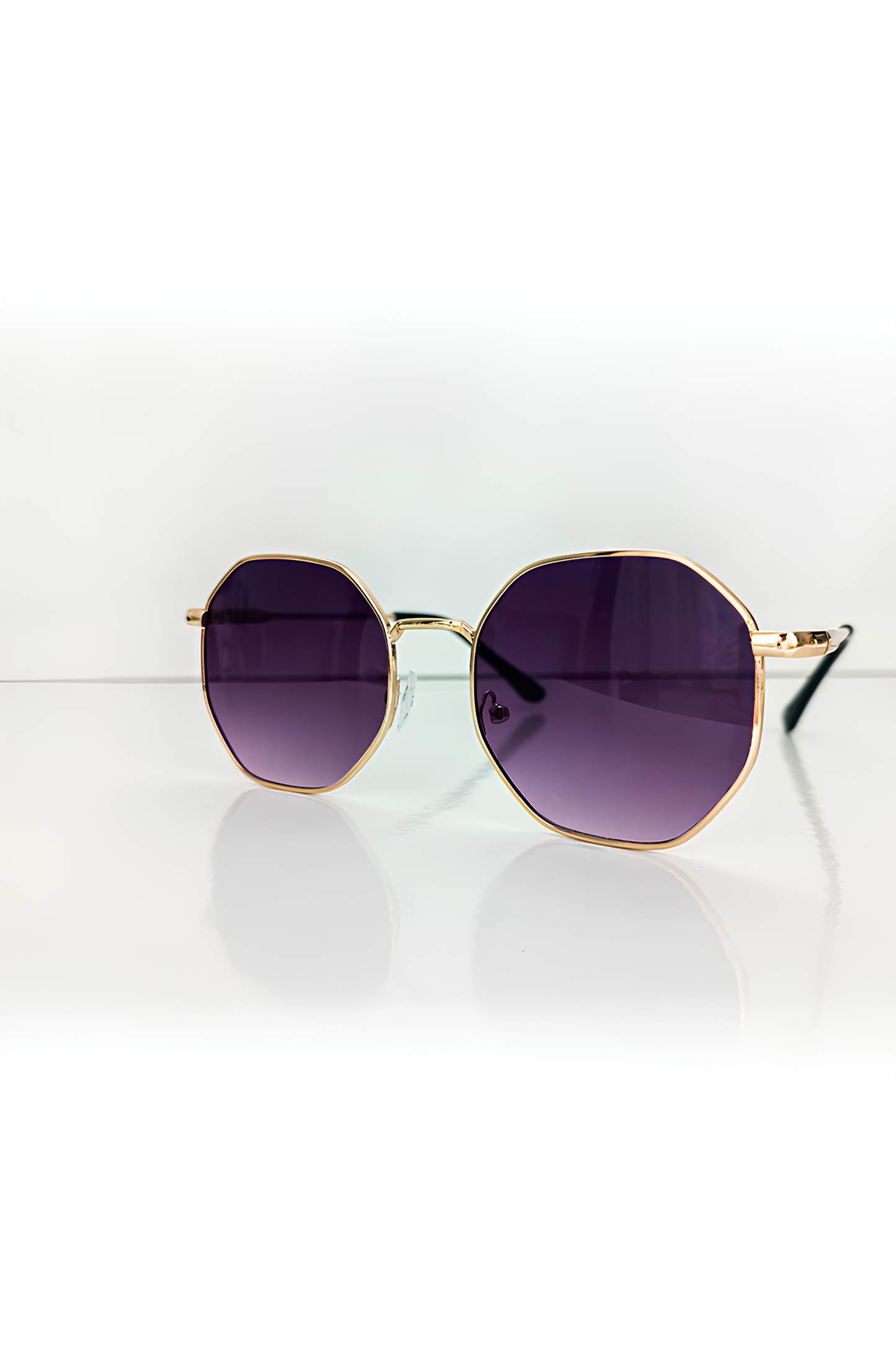 Mor Renk Güneş Gözlüğü, Metal Altın Renk Çerçeveli