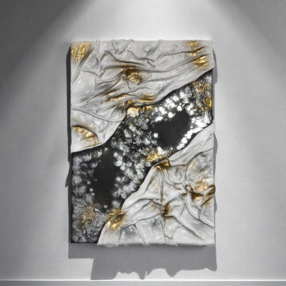 Altın Işıltılı Akış - Dokulu Tablo